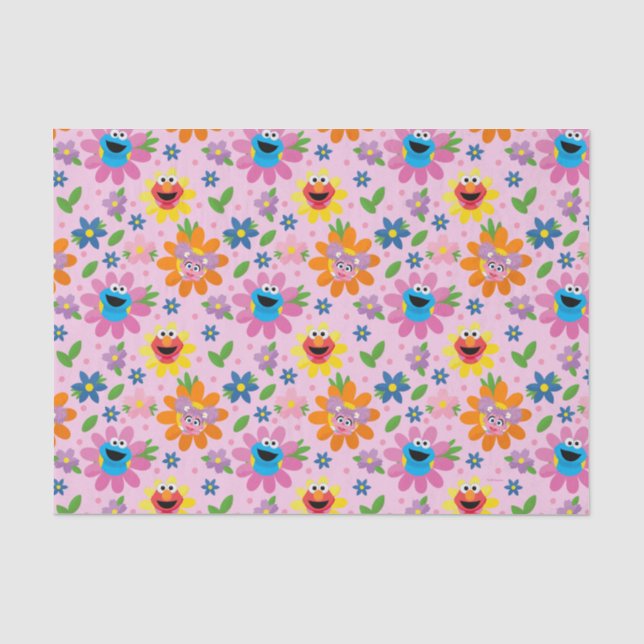 Sesamstraße Pink Floral Muster Seidenpapier (Vorderseite)