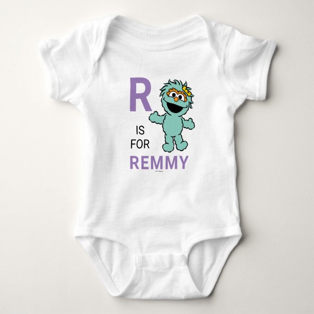 Sesamstraße | R für Rosita | Name hinzufügen Baby Strampler (Vorderseite)