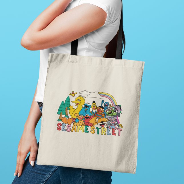 Sesamstraße | Regenbogenwelle Tragetasche (Person carrying tote bag)