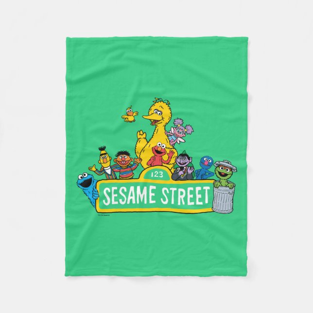 Sesamstraße | Rund um das Sesamstraße-Zeichen Fleecedecke (Vorderseite)