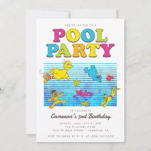 Sesamstraße   Schwimmbad Party Sommerschwimmbad Ge Einladung
