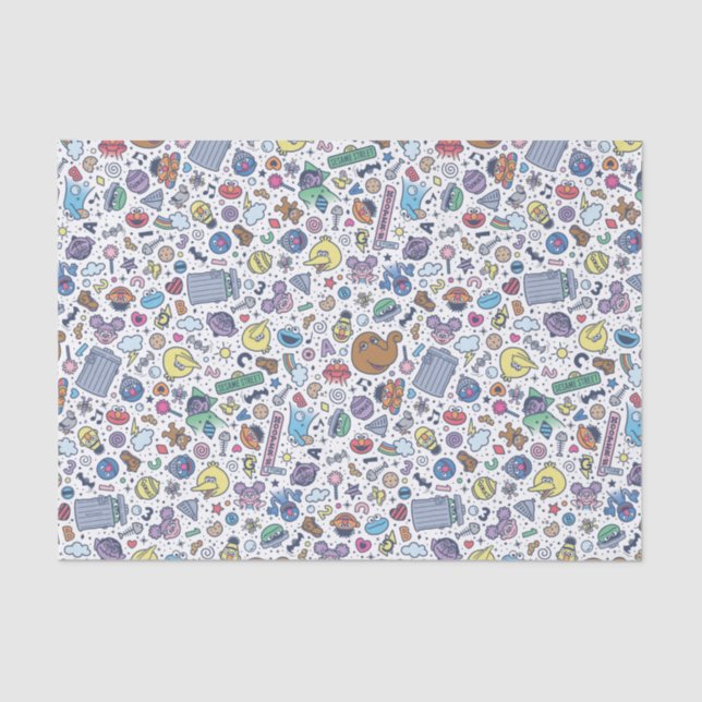 Sesamstraße | Sesame Pals Doodle Muster Seidenpapier (Vorderseite)