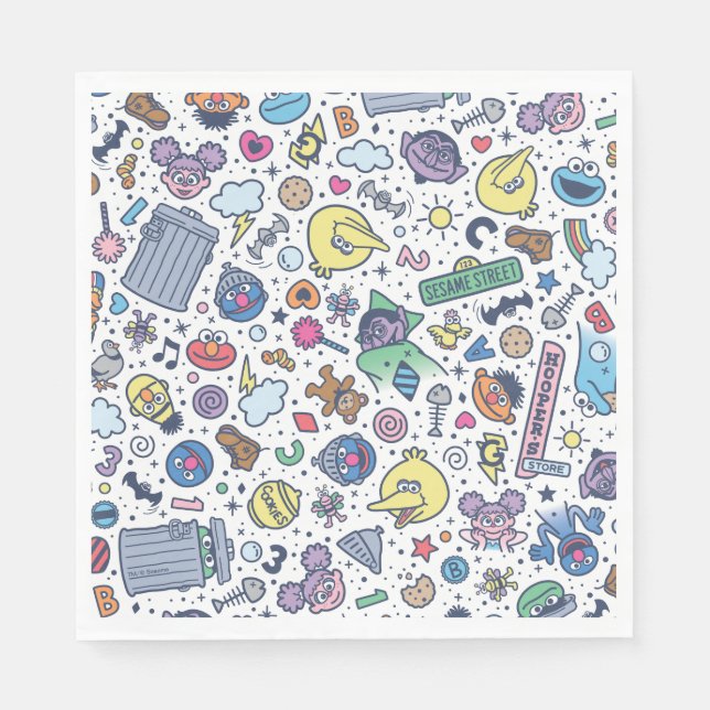 Sesamstraße | Sesame Pals Doodle Muster Serviette (Vorderseite)