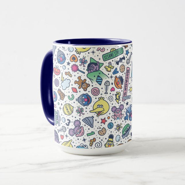 Sesamstraße | Sesame Pals Doodle Muster Tasse (Vorderseite Links)