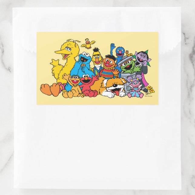 Sesamstraße | Sesame Pals Group Portrait Rechteckiger Aufkleber (Tasche)