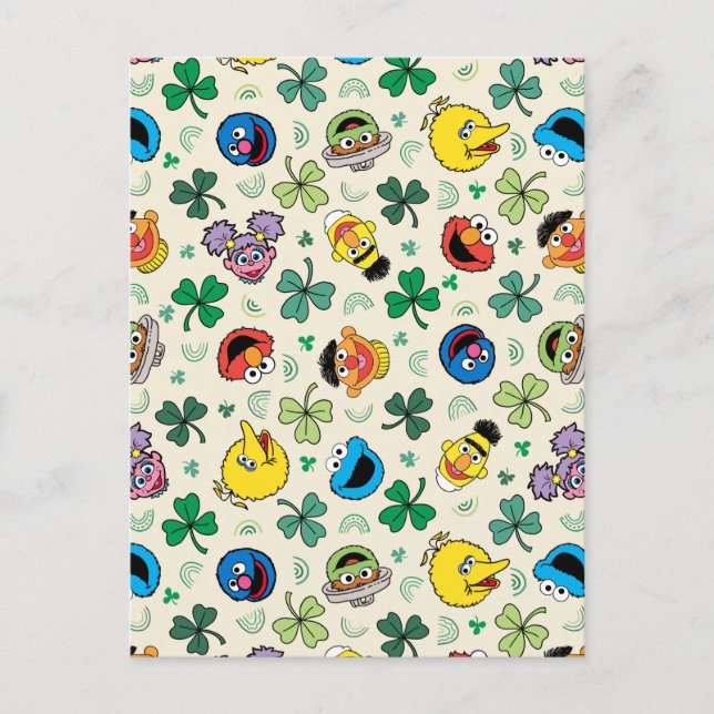 Sesamstraße St. Patrick's Day Pattern Postkarte (Vorderseite)