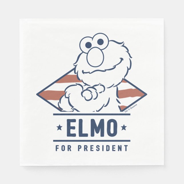 Sesamstraße | Vintag Elmo für den Präsidenten Serviette (Vorderseite)