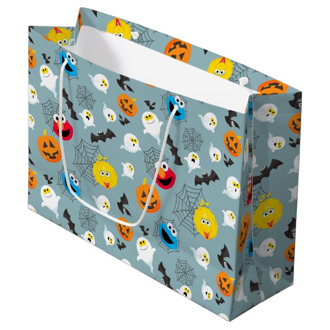 SesamStreet Niedlich Halloween Pattern Große Geschenktüte (Vorderseite Schrägansicht)