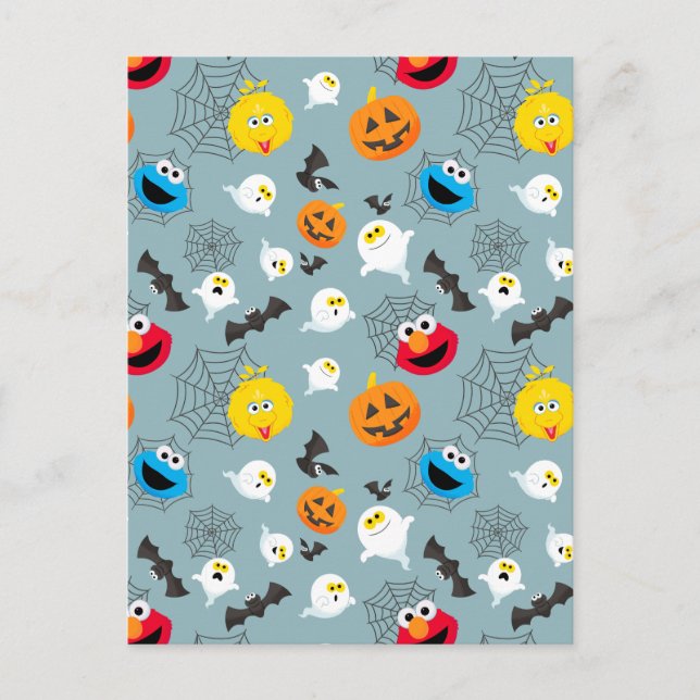 SesamStreet Niedlich Halloween Pattern Postkarte (Vorderseite)