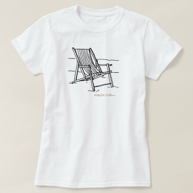 Sessel Adirondak am Strand T-Shirt (Design vorne)