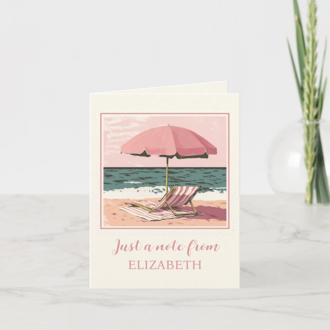 Sessel und Regenschirm aus Rosa und Creme (Vorderseite)