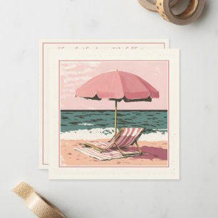 Sessel und Regenschirm aus Rosa und Creme Mitteilungskarte
