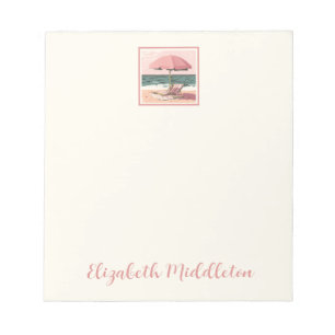Sessel und Regenschirm aus Rosa und Creme Notizblock