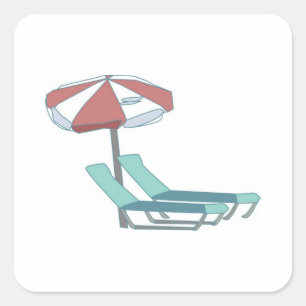 Sessel und Regenschirm Quadratischer Aufkleber