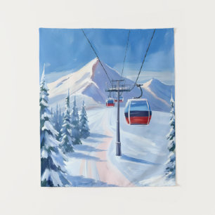 Sessellift Schneeberg Gondel Aquarell Wandteppich