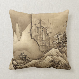 Sesshu Toyo Landschaft von Four Seasons - Fall Kissen