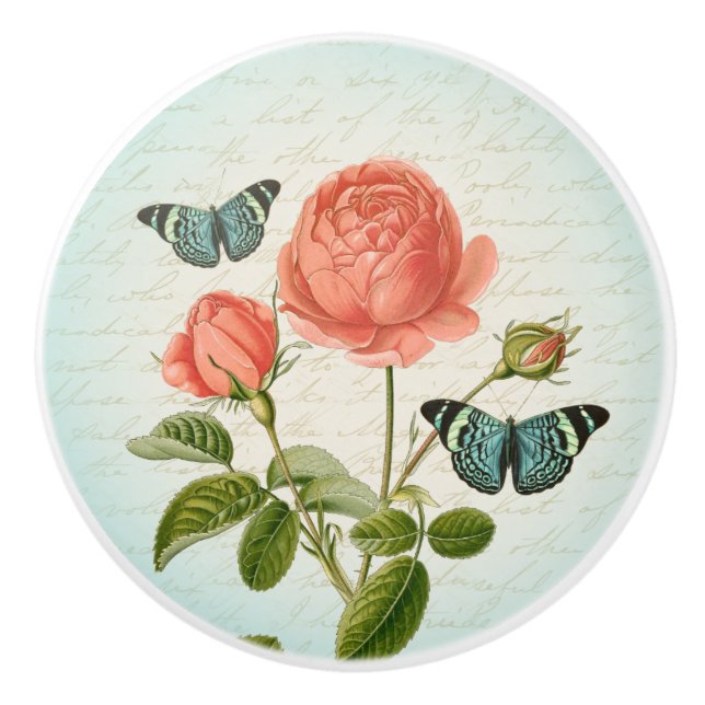 S'est levé et le bouton en céramique floral (Devant)
