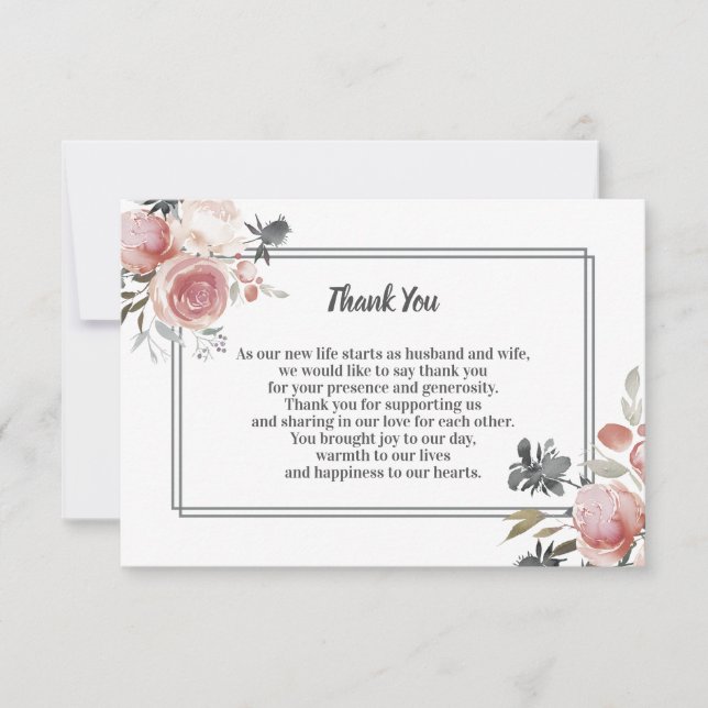 S'est levé et le carte de remerciements de mariage (Devant)