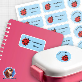 Set - 12 Namensaufkleber Marienkäfer - hellblau |  Aufkleber