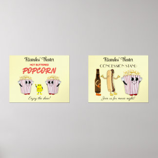 Set 14 x 11 Art Prints Movie Theater Konzession