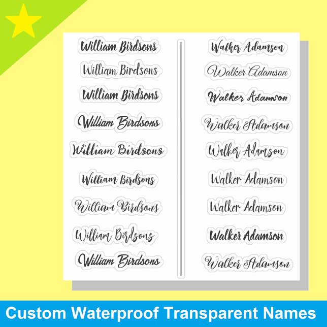 (Set 18) Transparente einfache Namensaufkleber Aufkleber (Transparent name stickers)