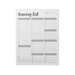 Set 1 Lebensmittelliste Notepad Notizblock