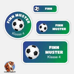 Set - 24 Namensaufkleber Fußball Farbverlauf Aufkleber
