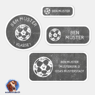 Set - 24 Namensaufkleber Fußball Tafel |  Aufkleber