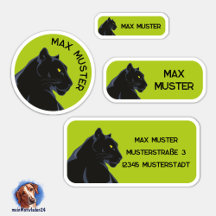 Set - 24 Namensaufkleber Schwarzer Panther grün | 