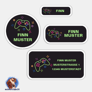 Set - 24 Namensaufkleber Spielecontroller    Aufkleber
