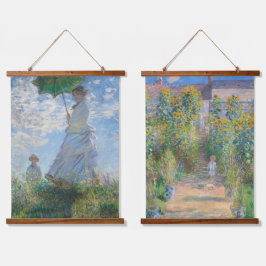 Set 2 berühmte Mauer des alten Claude Monet Wandteppich Mit Holzrahmen