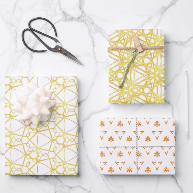 set 3 papier d'emballage cadeau, élégant et modern (Recto)