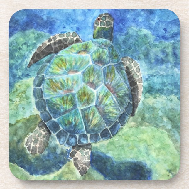 Set 6 Cork Back Untersetzer Sea Turtle #2 (Vorderseite)