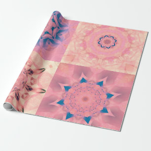 Set abstrakter pastellfarbener Fraktale mit kaleid Geschenkpapier