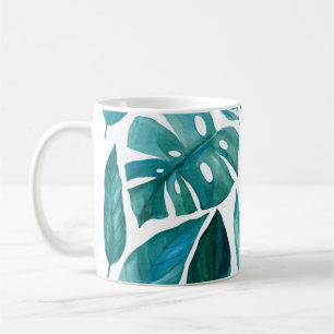 Set abstrakter tropischer Palmen Blätter auf abges Kaffeetasse