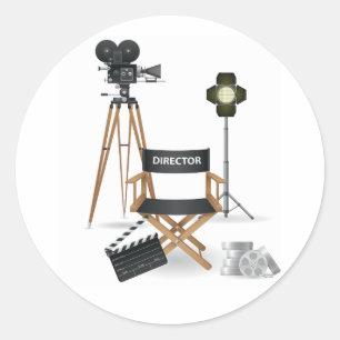 Set-Aufkleber für Filmregisseure Runder Aufkleber