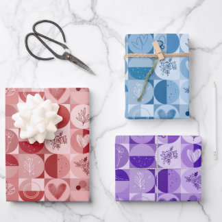 Set aus 3 Blatt abstrakt