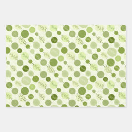 Set aus 3 Blättern in grüner Farbe Geschenkpapier Set