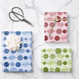 Set aus 3 Blättern mit Zierleisten Geschenkpapier Set