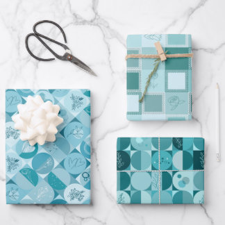 Set aus 3 Bogen mit geometrischen Formen Geschenkpapier Set