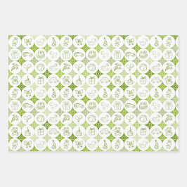 Set aus 3 Bogen mit Spielzeugzeichnungen Geschenkpapier Set