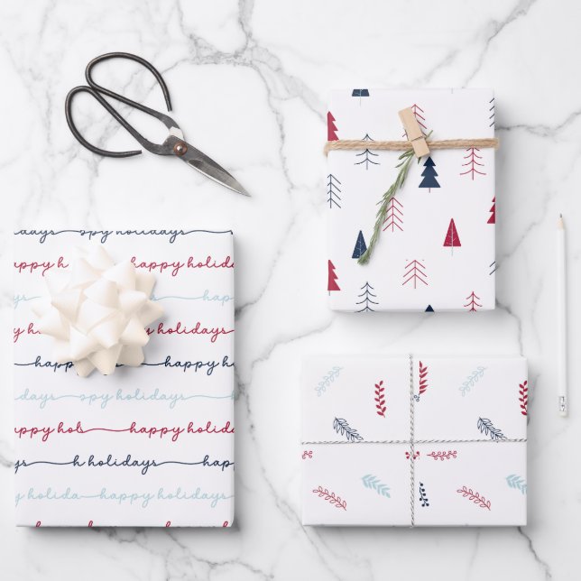 Set aus 3 einfachen Umschlagpapier Geschenkpapier Set (Vorderseite)