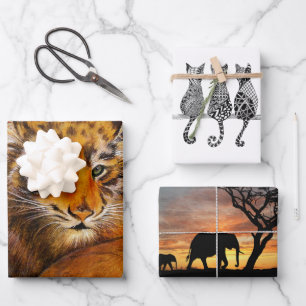 Set aus 3 flachen Blechen Geschenkpapier Set