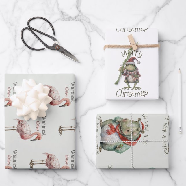 Set aus 3 flachen Blechen Geschenkpapier Set (Vorderseite)