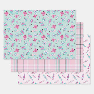 Set aus 3 Folien für das Wrapping Geschenkpapier Set