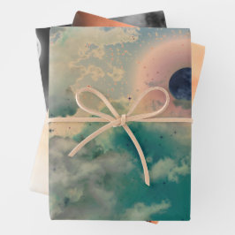 Set aus 3 NIGHT SKIES AND LIGHTING Geschenkpapier Set