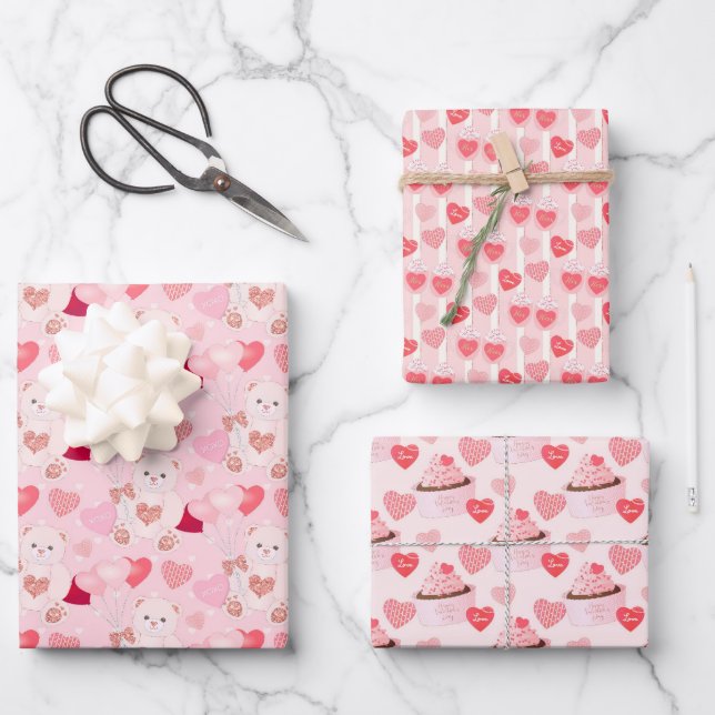 Set aus 3 Überziehpapier Geschenkpapier Set (Vorderseite)