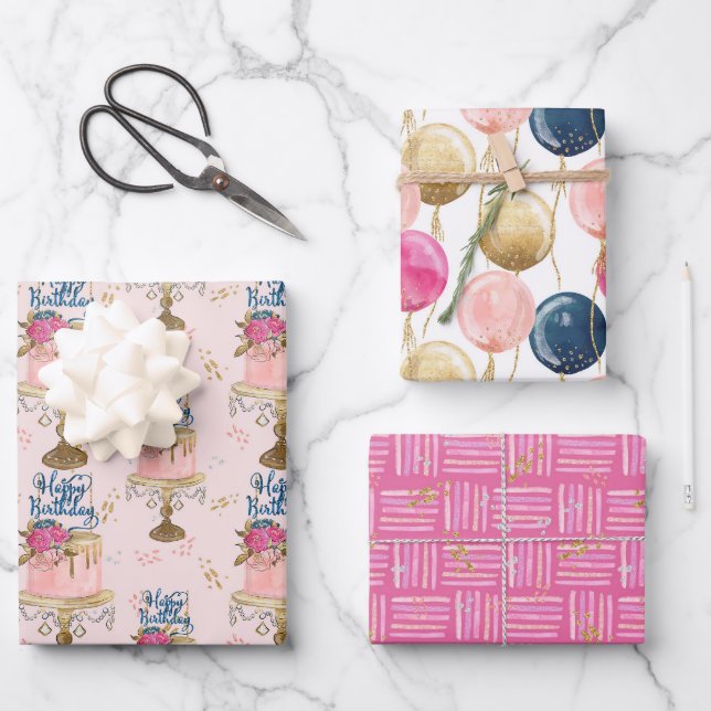 Set aus 3 Überziehpapier Geschenkpapier Set (Vorderseite)