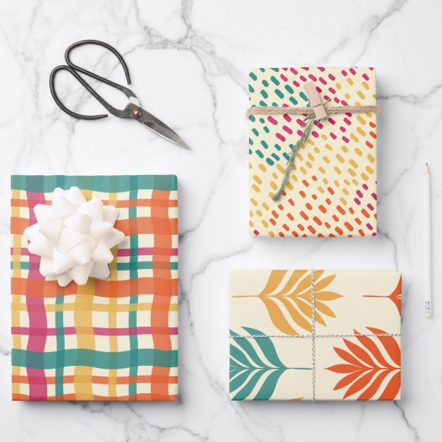 Set aus 3 Überziehpapier Geschenkpapier Set (Vorderseite)