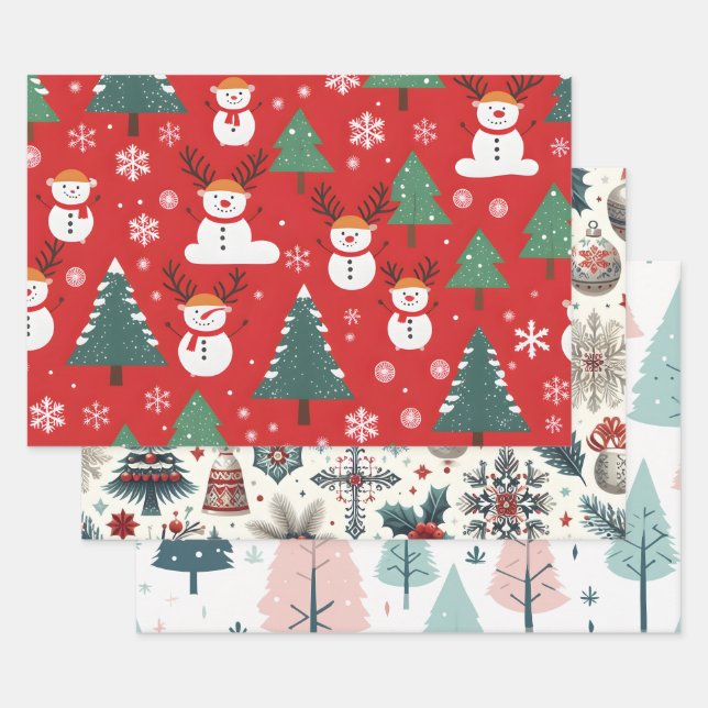 Set aus 3 Überziehpapier Geschenkpapier Set (Set)